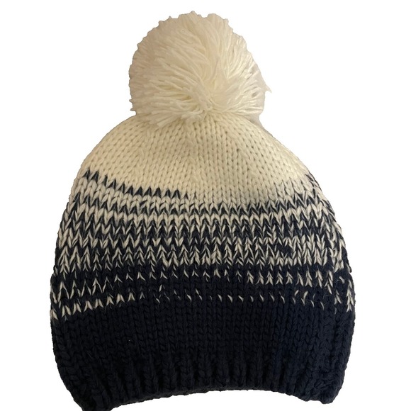 Los Angeles Rams Winter Knit Beanie Pom Pom Blue Ivory - Picture 2 of 3